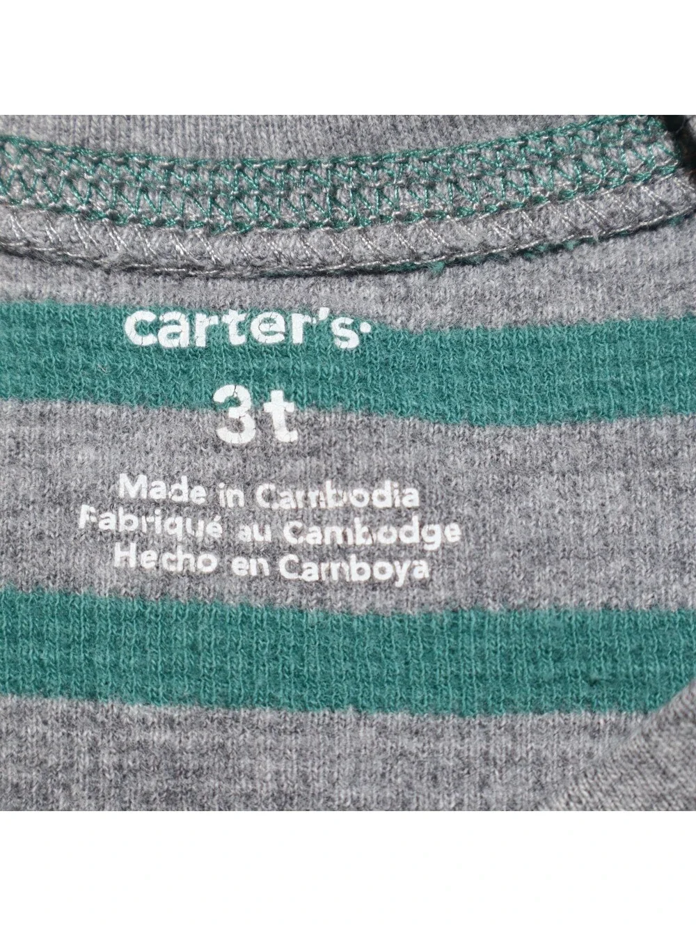 Carter’s & Jumping Beans Boys 3T Long Sleeve Shirts Green Striped 3-Pack